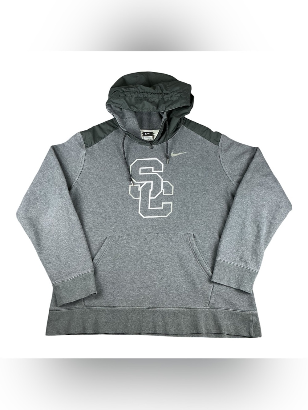 Nike Men’s USC Hybrid Air Fleece Pullover Hoodie, Grey/Black, Size XXL